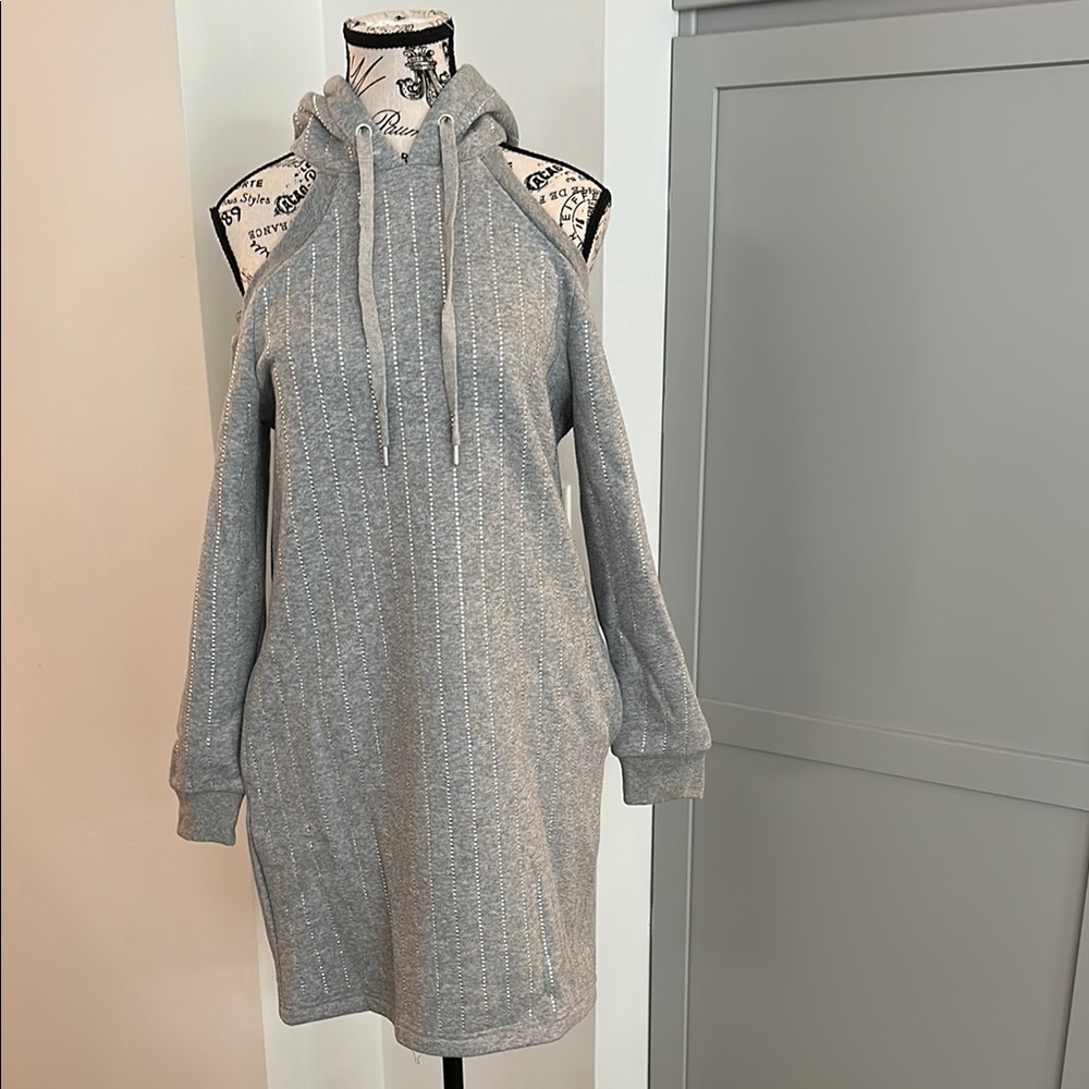 Gray Hooded Sweatshirt Dress Size XS by Boston Proper